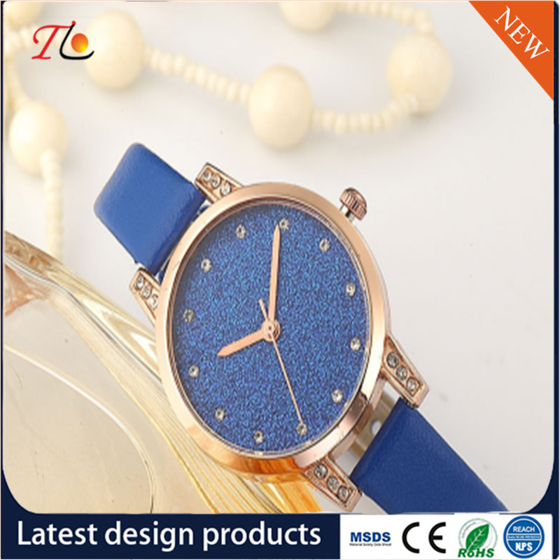 wholesale customization Pu watch alloy case quartz watch fashion watch Colorful leather band Shining diamond ladywatch