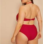 2019 New Plus Size Two piece Tassel High Waist Swimsuit Women Push up
