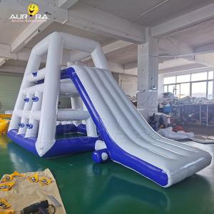 China Blue PVC Inflatable Water Toys Airtight Floating Water Slide For Lake on sale