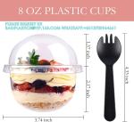 Plastic Cups Ice-Cream Cups Dome Lids, 180ml/6oz Sundae Dessert Cups For Iced