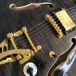 High quality ebony fingerboard, double jack, double F holes Jazz Electric Guitar