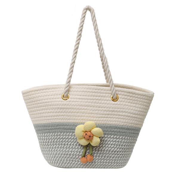 Luxury Large Summer Beach Personalized Custom PU Leather Trim Crochet Raffia Straw Tote Bag Handbag Manufacturers For Women