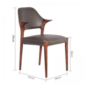 China Restaurant Solid Wood Dining Chair Creative Soft Backrests Cow Corner Shape Armrests on sale