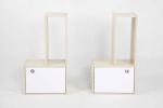 White Oak L Shape Modern Wood Furniture Cabinet Set With Drawer And 2 Shelves