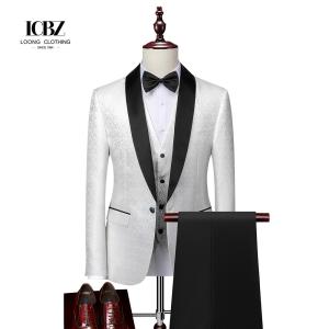 Wholesale Custom Slim Fit Peaked Lapel Blazer 3 Pcs Two-piece Set for Men's Wedding/Formal Wear from china suppliers