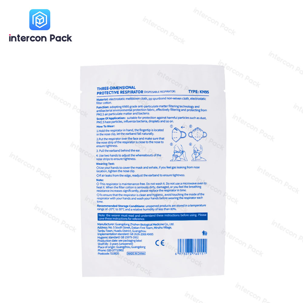 Eco Friendly Paper Plastic Composite Bag Customized Color Mask Packaging Bag