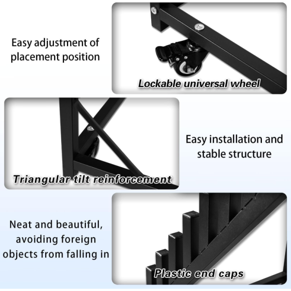 12 Layer Mobile Tile Display Rack High Carbon Steel Anti-Rust Lockable Wheels Triangle Reinforced Plastic End Caps