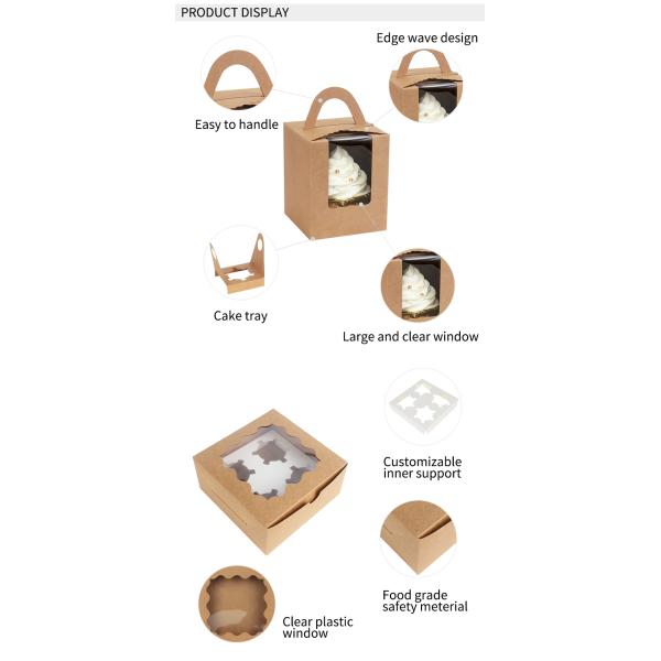 Square Macaron Food Gift Contaienrs Paper Cake Boxes For Pastry With Window