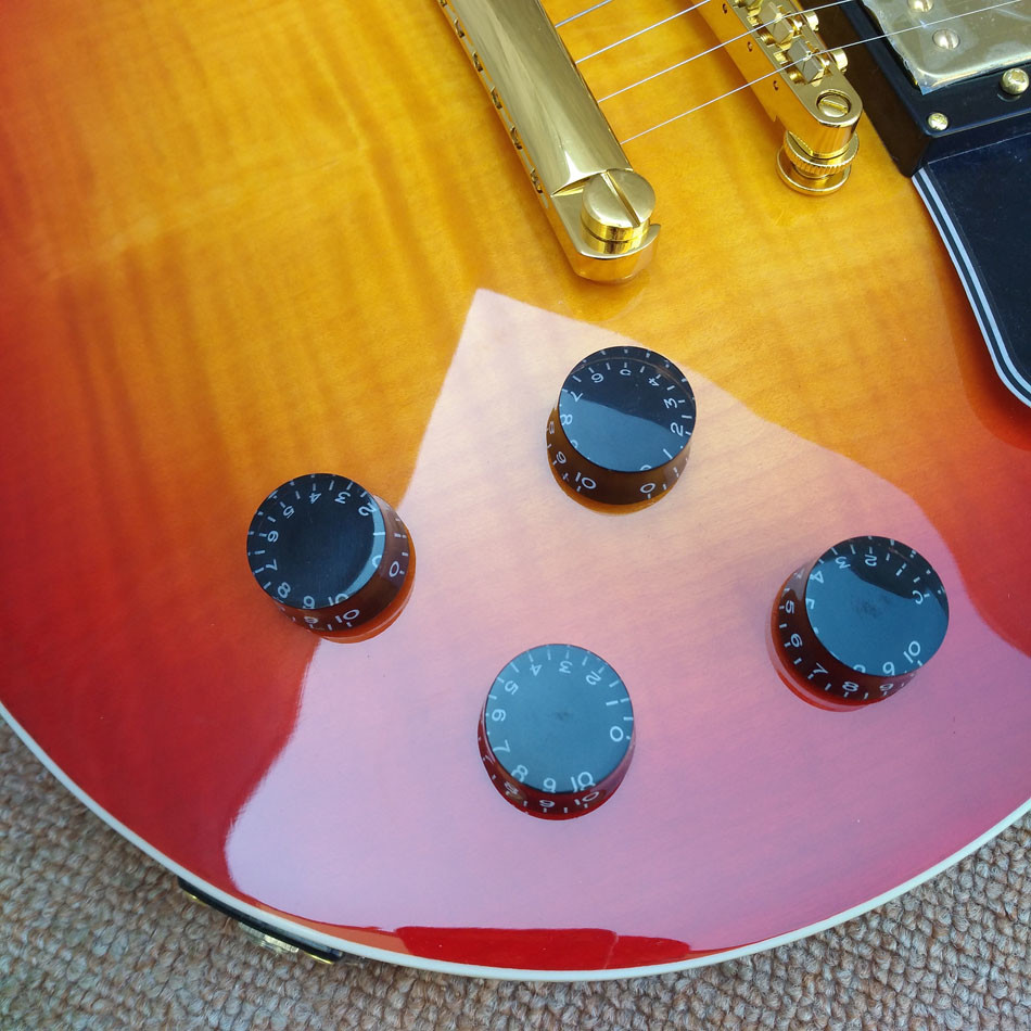 Standard LP 1959 R9 electric guitar, Cherry burst color electric guitar with Gold hardware, free shipping