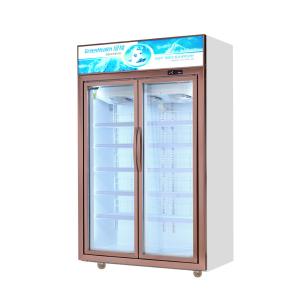 Wholesale Silver / Champagne Color Glass Door Freezer With 5 Layers Shelves 1100L from china suppliers