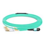 10m (33ft) MPO Female to 4 LC UPC Duplex OM3 50/125 Multimode Fiber Breakout