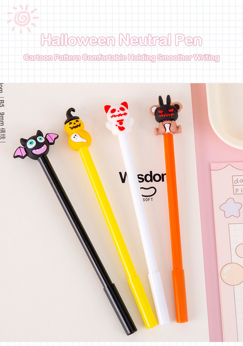 Creative Halloween Theme Gel Pen 0.5mm Cartoon Pumpkin Bat Ghost Gift Gel Pen