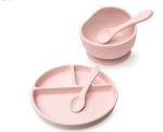 Custom Pantone Color silicone dinner set 5 Pcs Silicone Suction Weaning Set Food