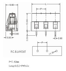 Wholesale Euro Terminal | Pitch: 7.62mm | Part No.505-2-7.62 from china suppliers
