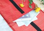 Red Color Foldable PP Woven Shopping Bag With Black Velcro Strip Clutch