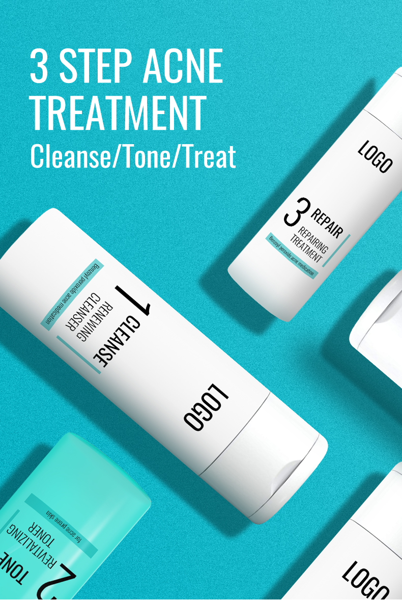 Private Label Oil Control Skincare Facial Cleanser Moisturizer Cream Toner Vegan Facial Skin Care Set