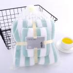 Two-piece Absorbent Coral Fleece Bath Towel Set for in Pink Blue Green Purple or