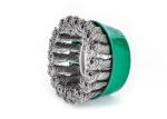 Weld Cleaning Knotted Wire Cup Brush Green Body 3 Inch OD With M10 Nut
