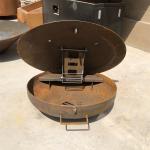 Outdoor Weathered Corten Metal Fire Pit With Grill Table BBQ