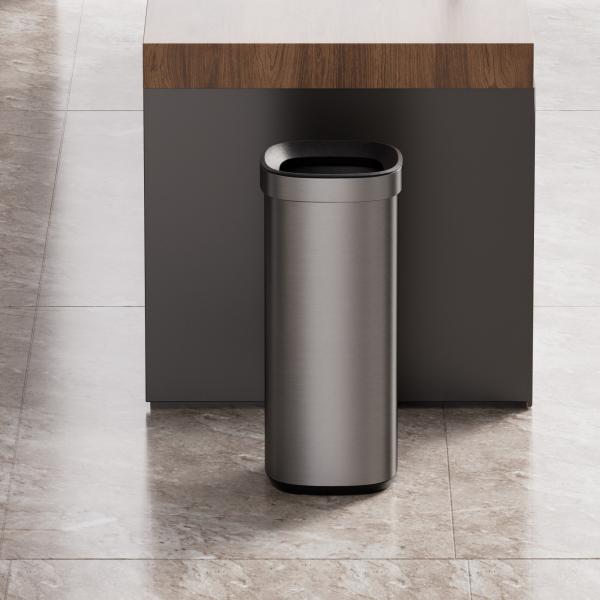 Household Open Top Stainless Steel Garbage Can with 50L Capacity and Durable