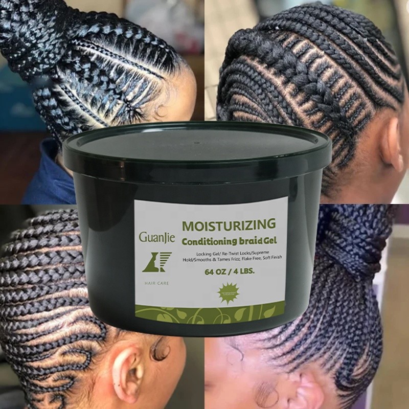 64oz Organics Big Size Hold Edge Gel Neat Conditioning Braiding Shining Custom Edge Control Hair Gel Hair Wax For Woman