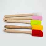 wooden silicone Spatula with wood handle