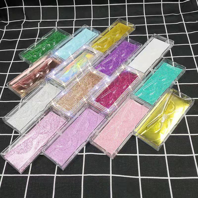 Custom Recyclable Glitter Flip Eyelash Paper Packaging Box hot foil