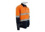 Men's 100%Cotton Twill Two Tone Orange/Navy Work Shirt Long Sleeve Mesh Back