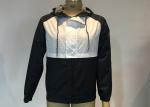 Hooded Cagoules Mens Polyester Bomber Jacket Navy White Block Soft Shell Fabric