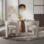 Modern 6 Person Round Dining Room Sets With Wooden Chairs