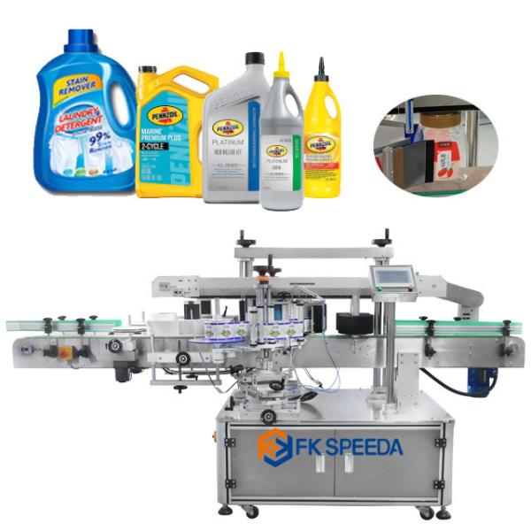 Double Side Sticker Label Applicator Machine For Plastic Glass Bottle Packaging