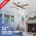 Silent DC Motor LED Ceiling Fan 52 Inches White Remote Control 3000K/4500K/6000K