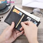 Custom Your Logo Men's Short Wallet Thin Minimalist Front Pocket Rfid Blocking