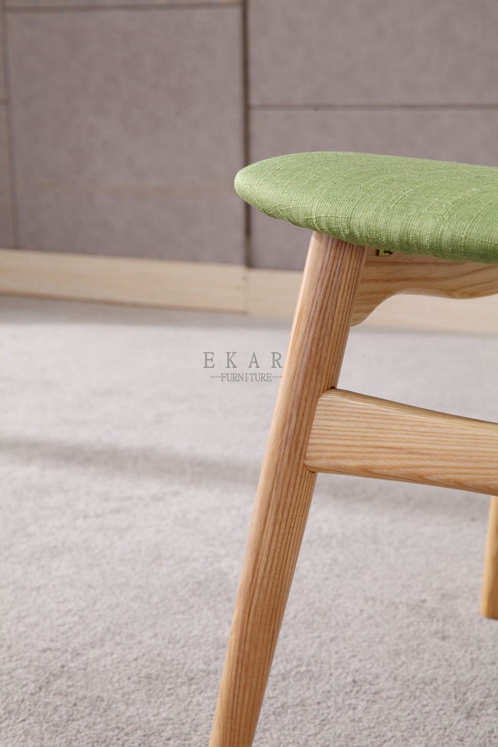 Nordic Design Ash Wooden Upholstered Modern Fabric Dining Chair
