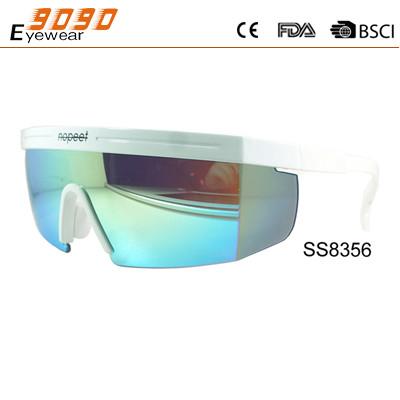 Cool man outdoor cycling sunglasses,mirrored lens sports sunglasses with blue