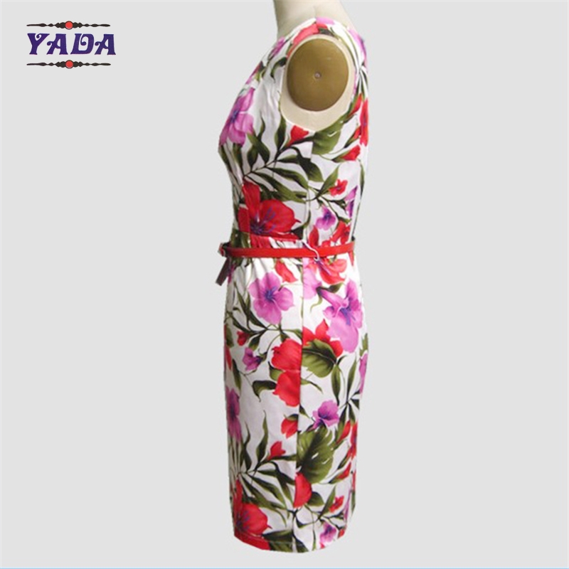 Elegant fashion neck floral printed bodycon shirt dresses classic casual ladies dress names with low price