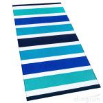 100% Cotton Soft Terry Velour Printed Stripes Beach and Pool Towel