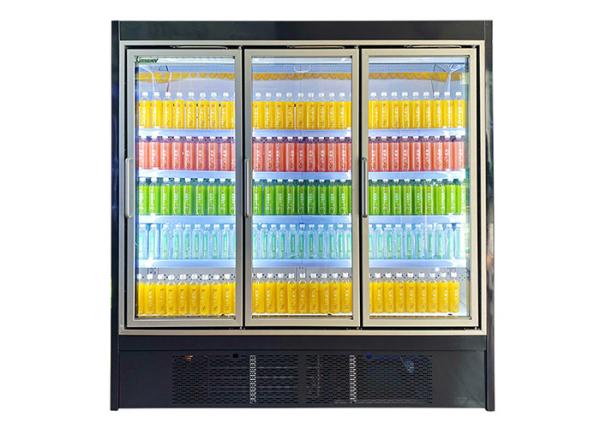 Four Shelves Commercial Open Chiller With Multiple Glass Door Refrigeration