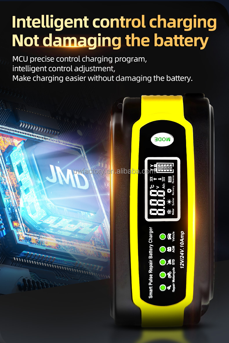 12V/24V 12V6A Smart General Motors Motorcycle Lead Acid Battery Charger with 15W/10W/7.5W/5W Automatic Identification