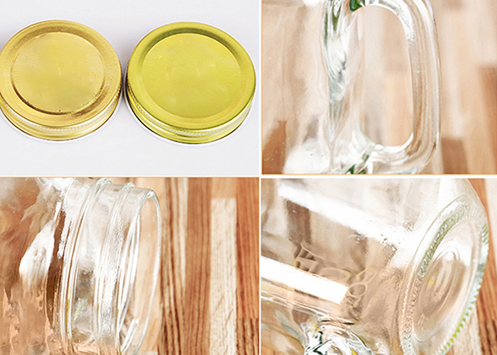 480ml Antique Glass Bottles With Straw Handle Transparent Cover