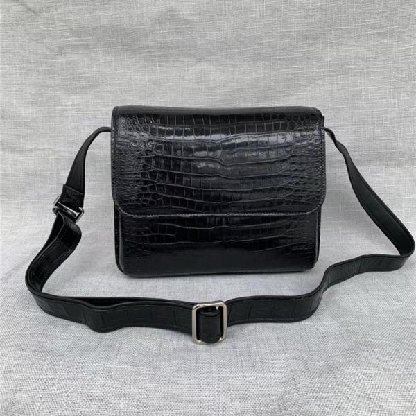 Authentic Alligator Leather Male Flap Purse Cross Shoulder Bag Genuine Crocodile