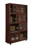 Vintage Style Home Office Bookcase , Tall Slim Bookcase With Glass Doors