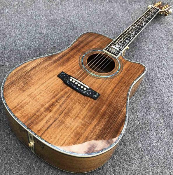 Aablone Tree life Cutaway Koa wood acoustic guitar 41 inch Ebony fingerboard