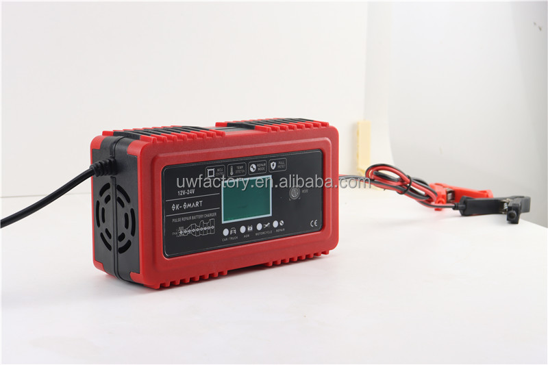 SCP Function 12V 24V/12A Intelligent Automatic Car Battery Charger for AGM GEL VRLA Lead Acid Battery 125W Output Power