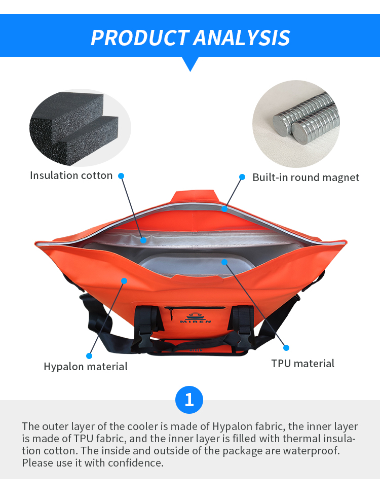 Custom Magnetic Closure Cooler , Refrigerated Shoulder Cooler Bag 30L