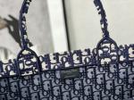 Dior Oblique Embroidery Canvas Navy Blue Branded Shoulder Bag Christian Book