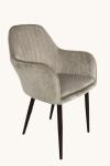 Dining Fabric Accent Chair Velvet With Wood Grain Heat Transfer Printing
