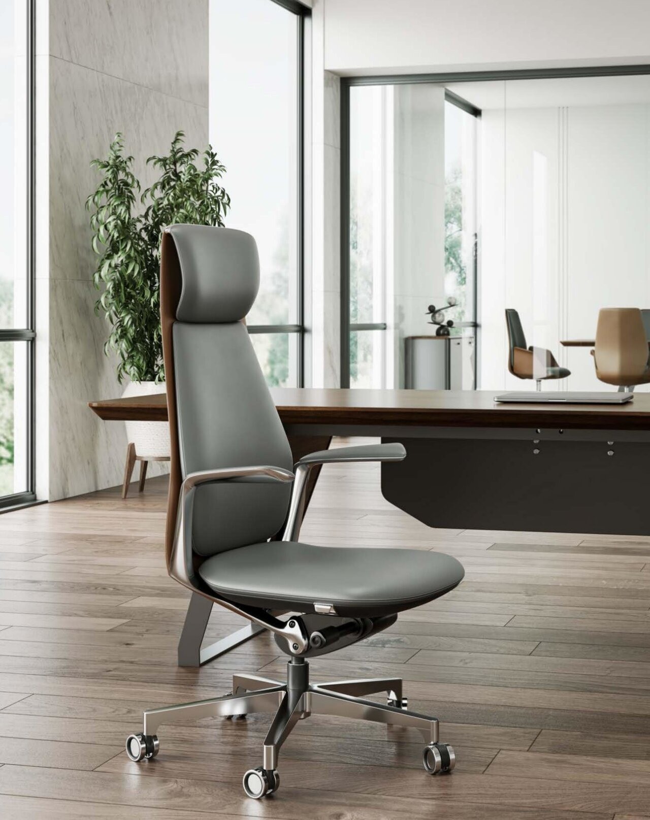 Modern Office Swivel Chair Hotel Study Room High Back Comfortable Leather Chair