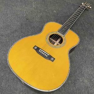 Wholesale Custom Solid Spruce OM Body Solid Rosewood Back Side Acoustic Electric Guitar Abalone Binding from china suppliers