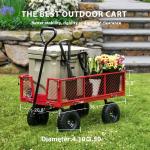 Metal Heavy Duty Folding Steel Outdoor Beach Mesh Wagon for Garden Tools 500LBS